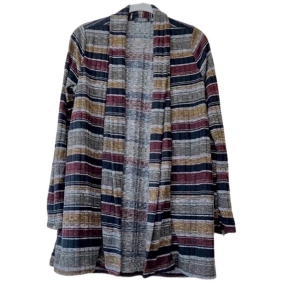 NEW CURE Long Line Cardigan Sweater Jacket Zipper Sleeves Black Brown Tan Size S - Picture 12 of 12